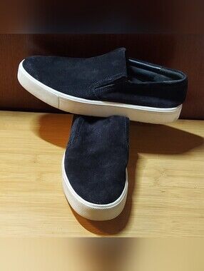 VINCE "FAIRFAX" MEN'S BLACK SUEDE LEATHER SLIP-ON LOAFERS SIZE 8 / 39